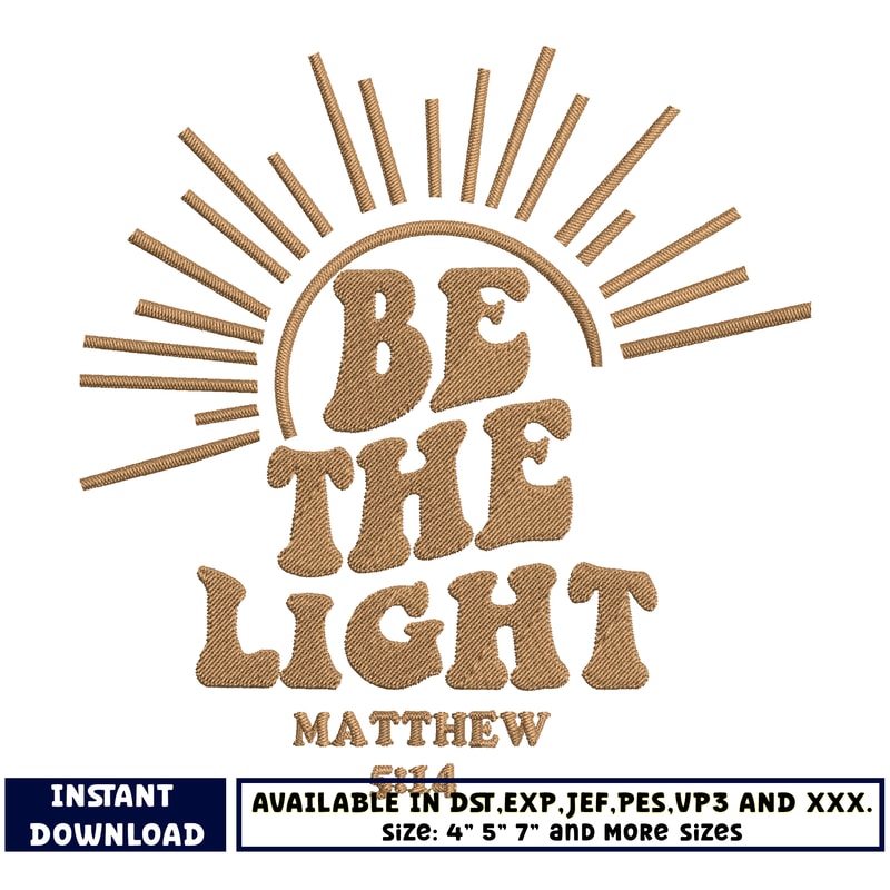 Be the light embroidery design