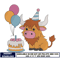 Birthday cow embroidery