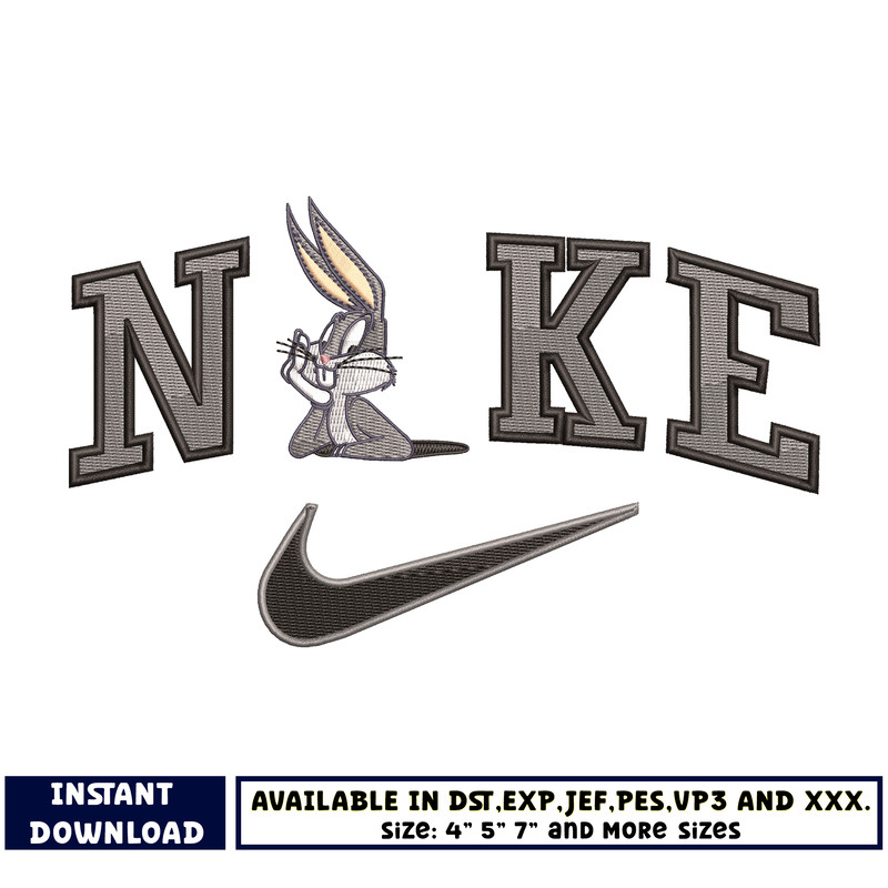Bugs bunny Logo nike embroidery design