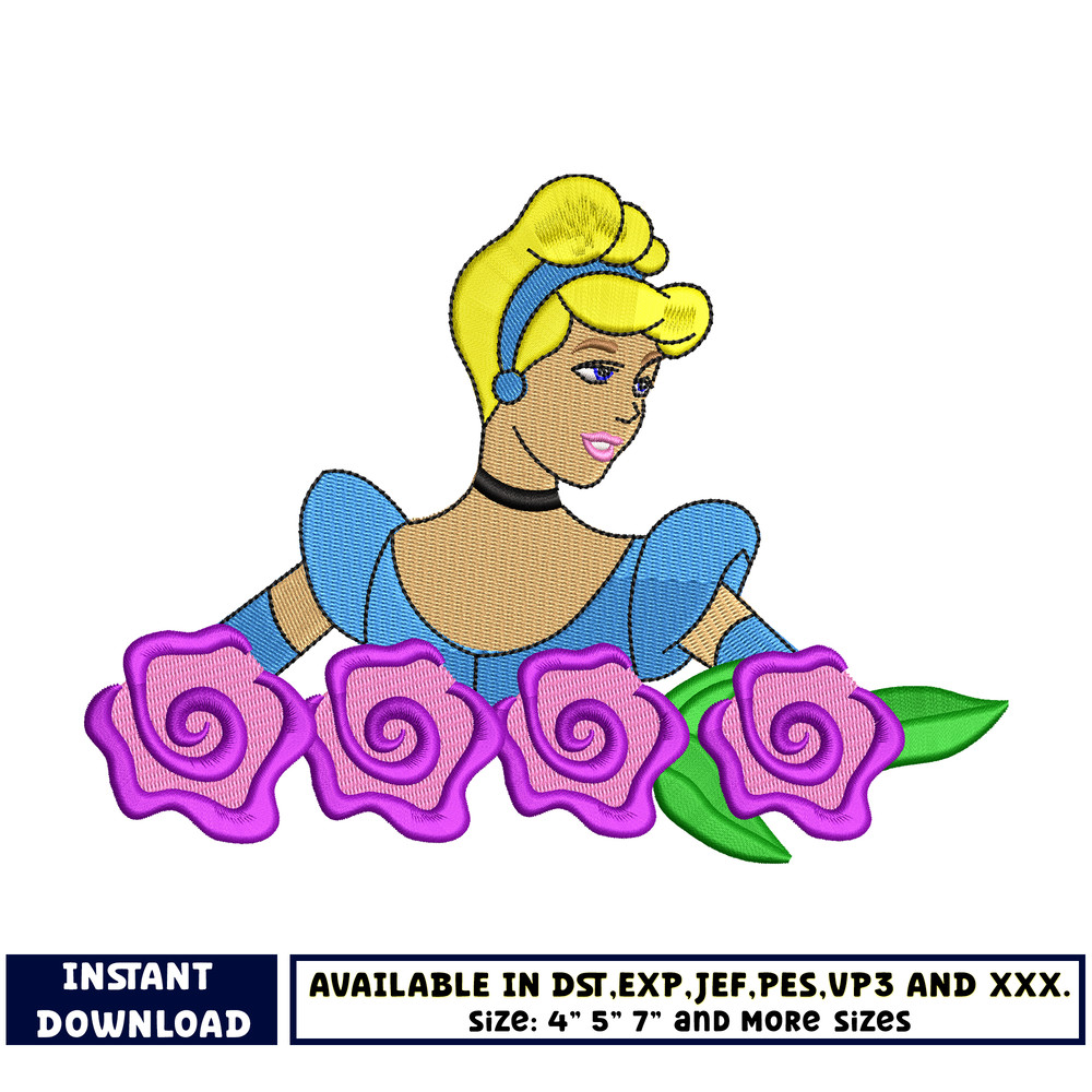 Cinderella flower embroidery design