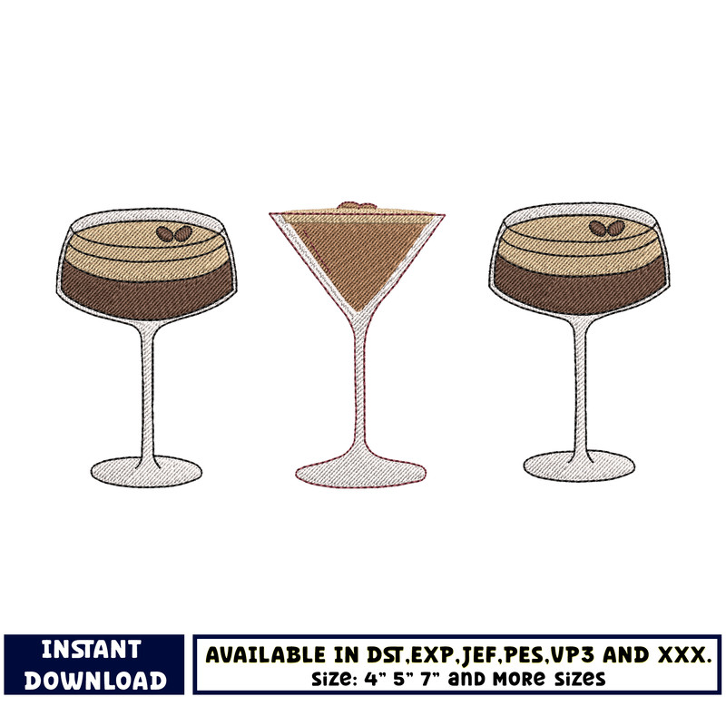 Coctail embroidery design