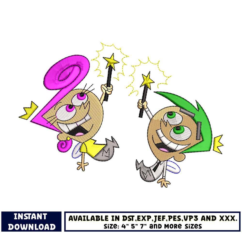 Cosmo and Wanda Cosma embroidey design