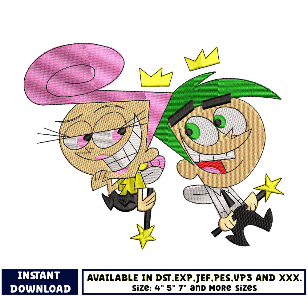 Cosmo and Wanda embroidey design