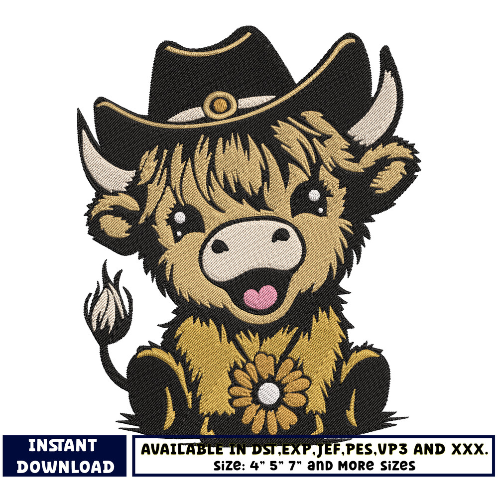 Cow cute embroidery design