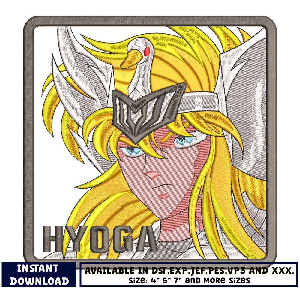 Cygnus Hyoga face embroidery design