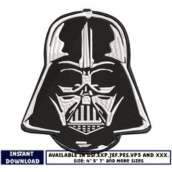 darth vader helmet embroidery design
