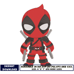 deadpool catoon embroidery design
