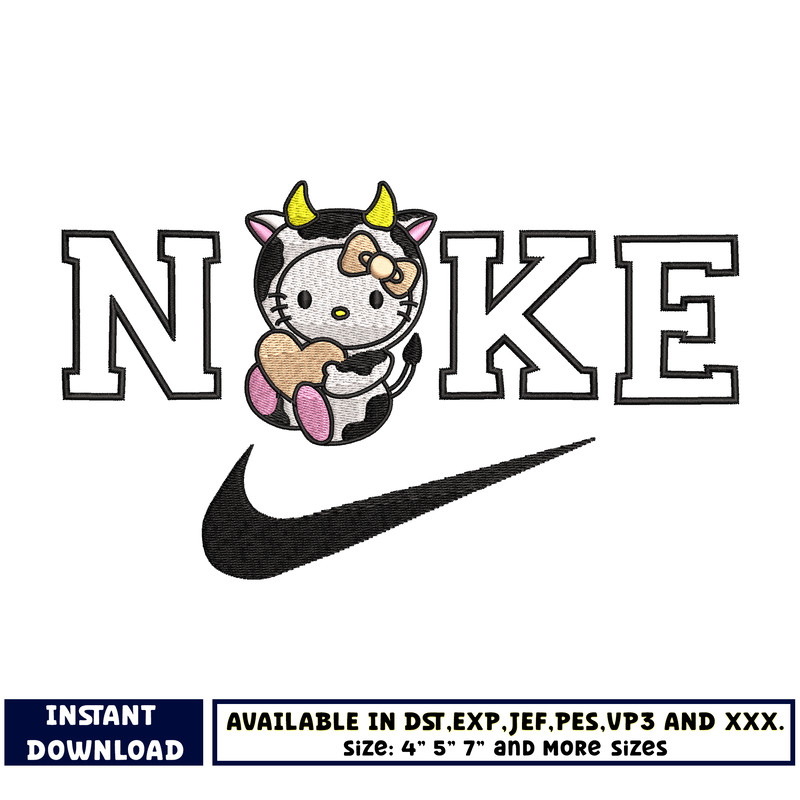 Nike Kitty cow embroidery design