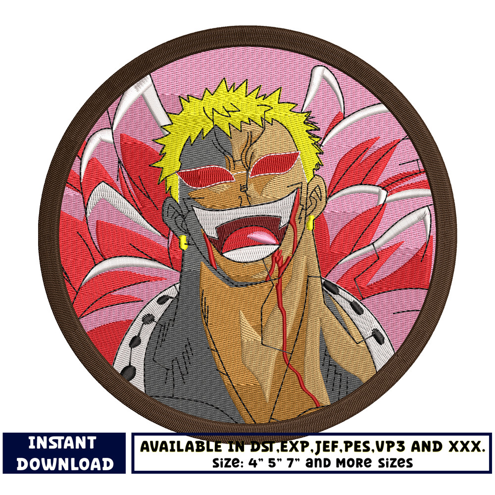 Doflamingo laugh embroidery design