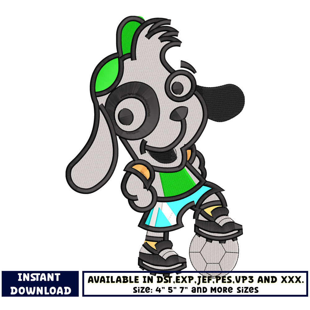 Doki dog cartoon embroidery design