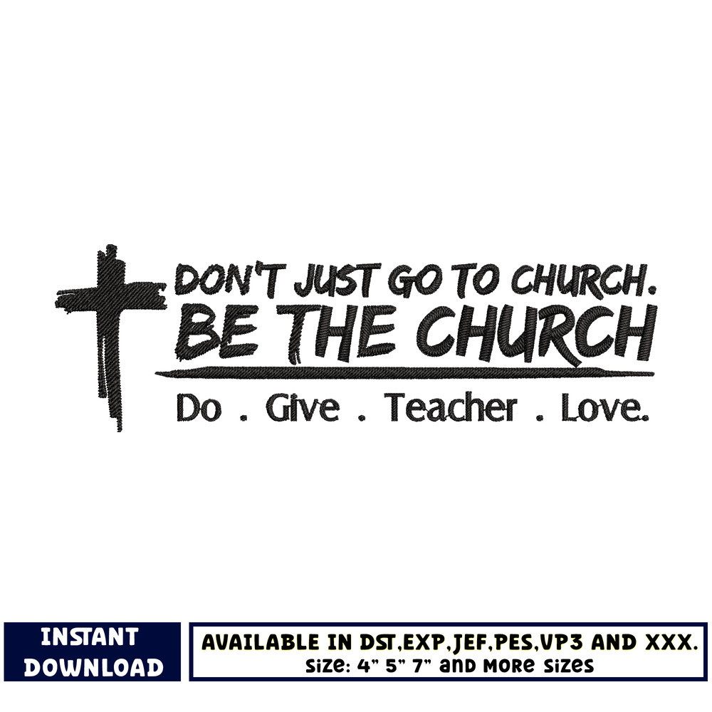Don't just go to church embroidery