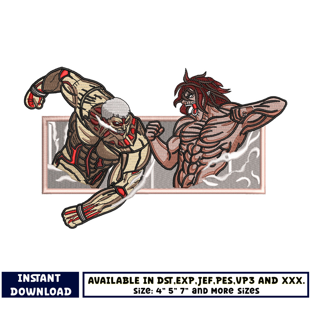 Eren vs rainer embroidery design
