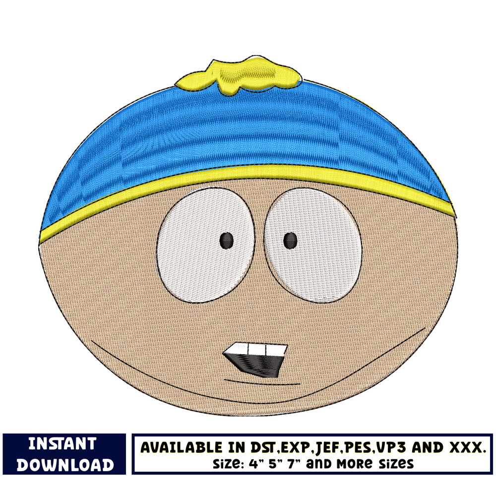 Eric Cartman face embroidery designs