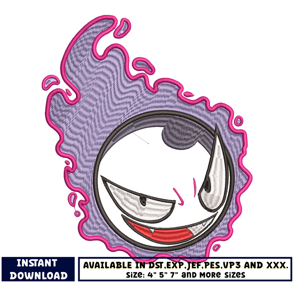 Ghastly pokemon embroidery design