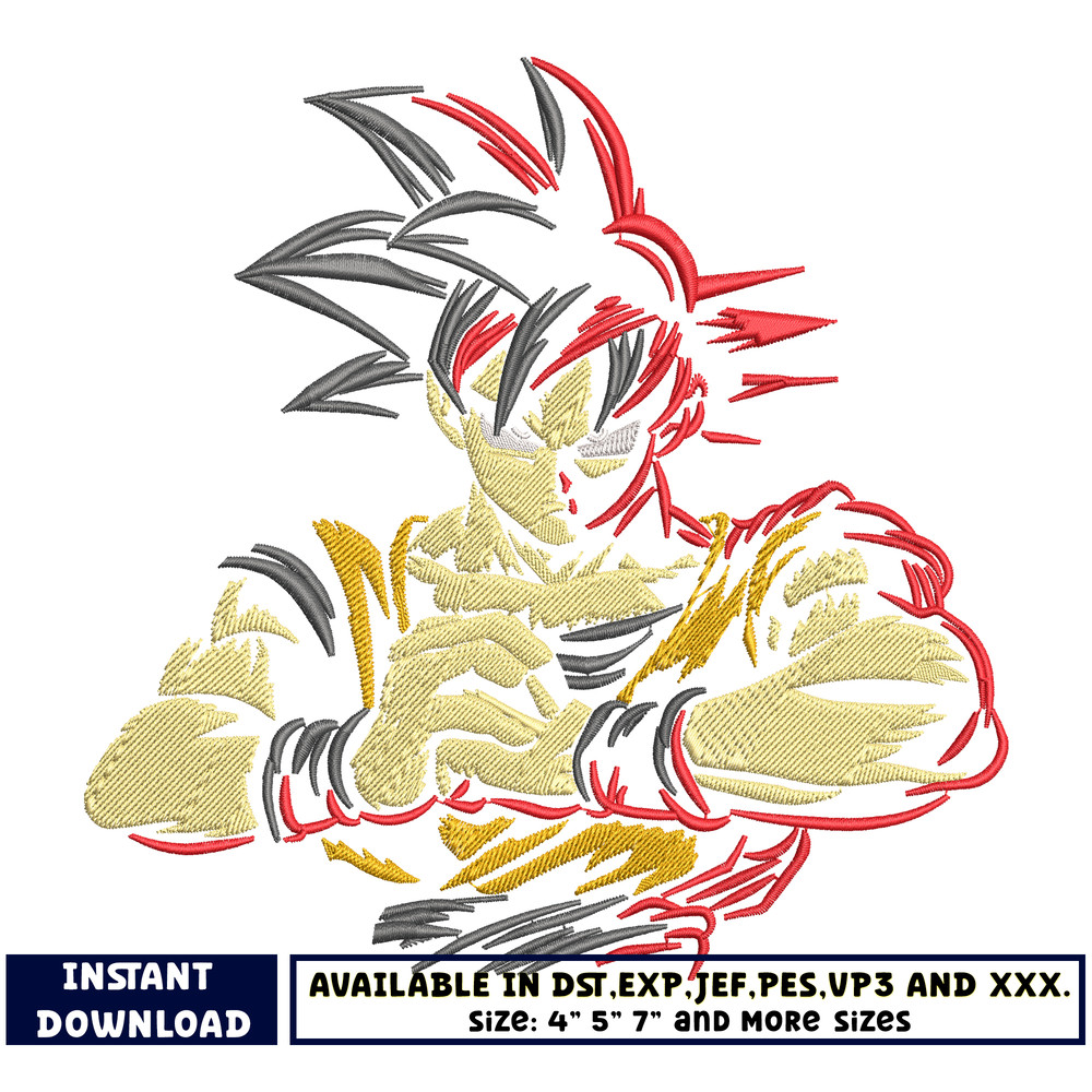 Goku drawing embroidery design