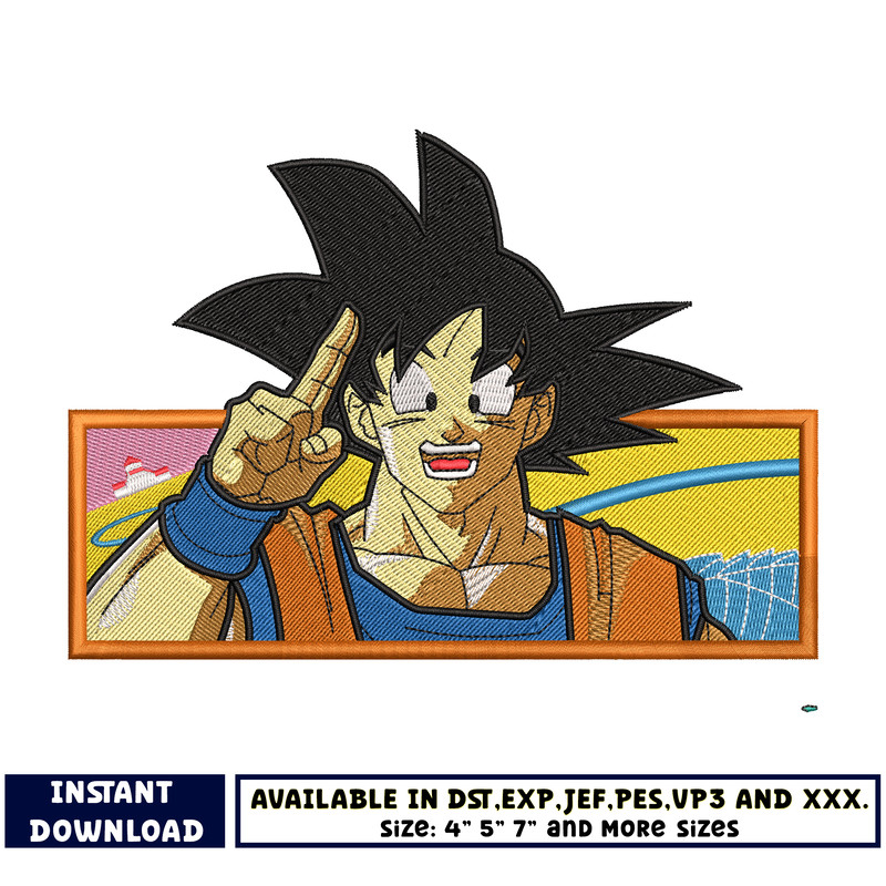 Goku finger head embroidery design