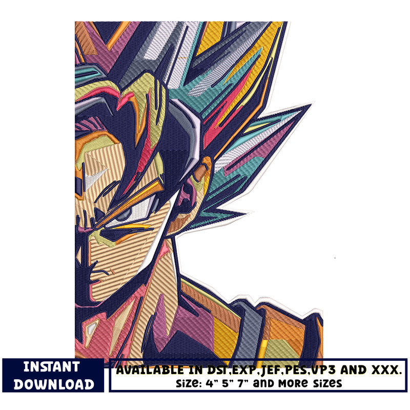 Goku half embroidery design