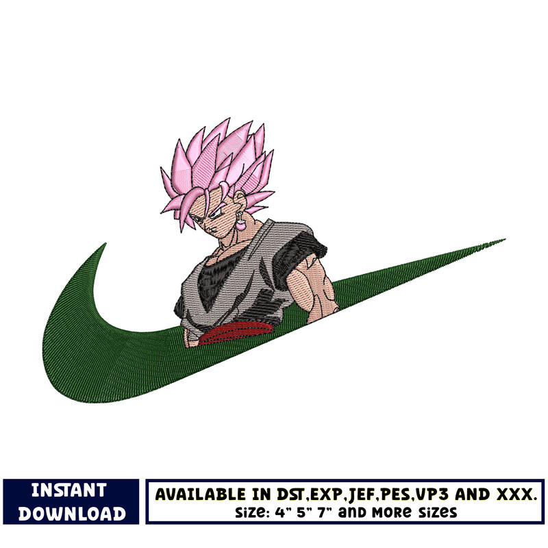 Goku rose Nike embroidery design