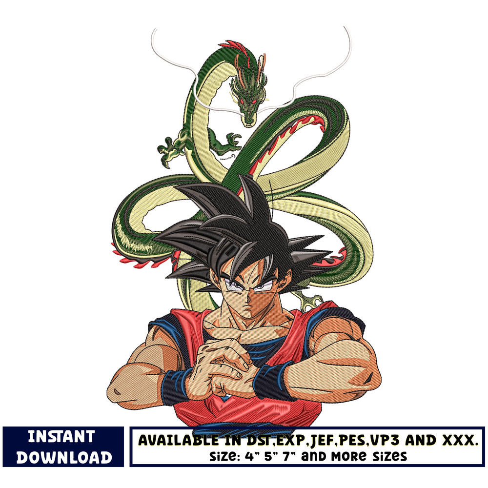 Goku Shenron embroidery design