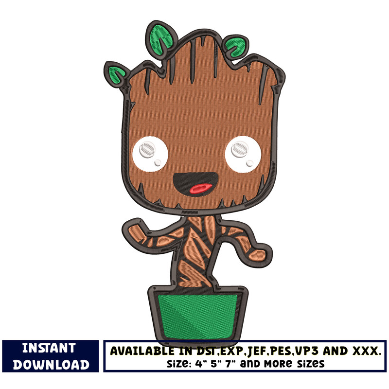 Groot chibi embroidey design