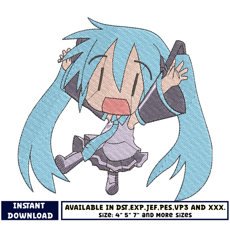 Hatsune Miku chibi embroidery design