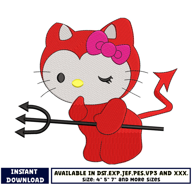 hello kitty devil embroidery design