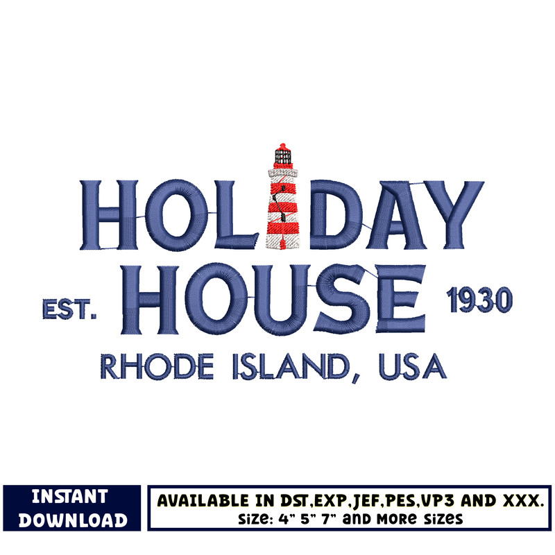 Holiday house usa embroidery