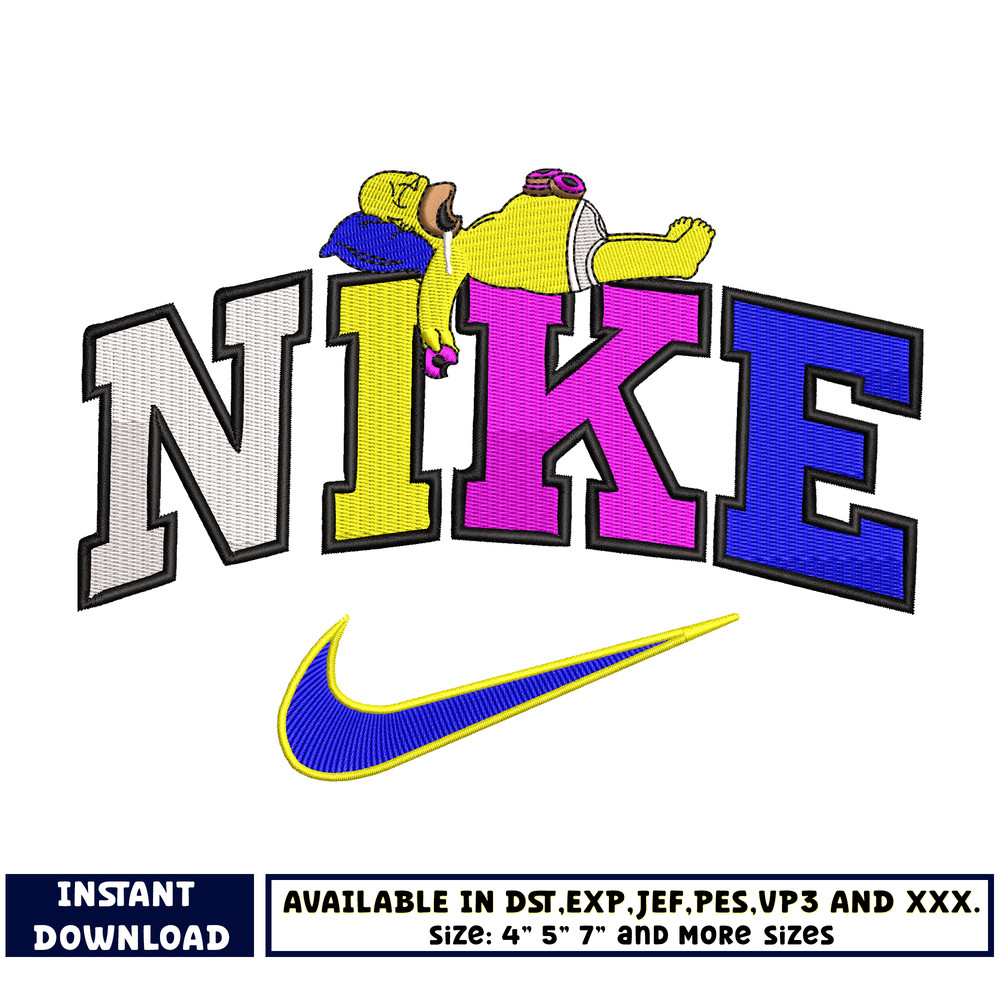 Homer Simpson logo nike embroidery design