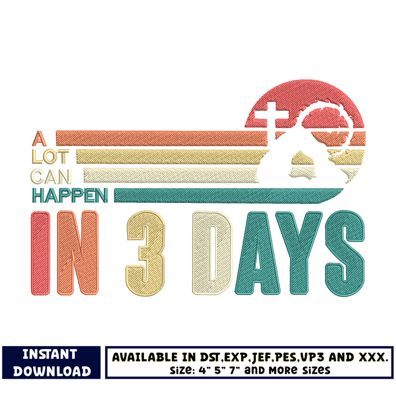 In 3 days embroidery design