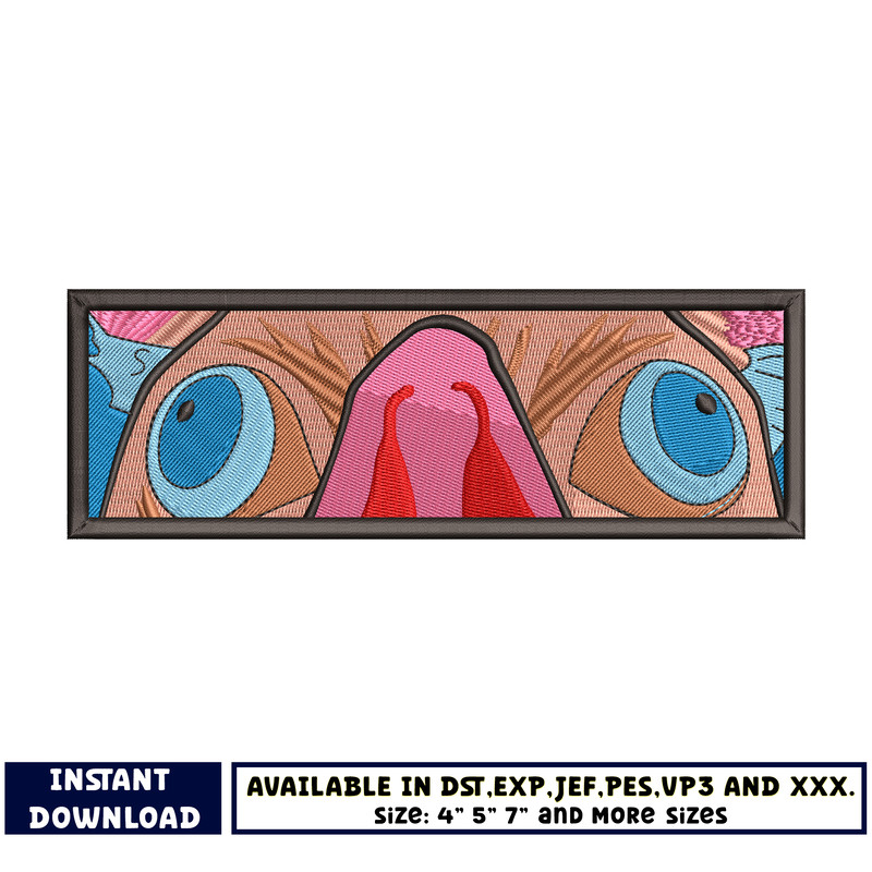 Inosuke mask eyes embroidery design
