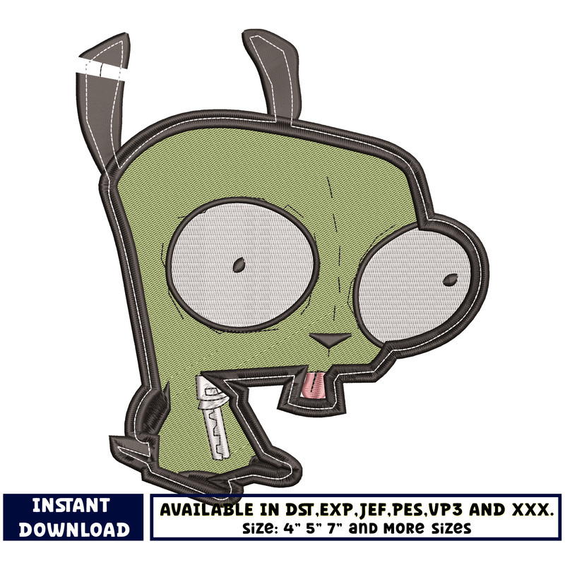 Invader Zim embroidery design