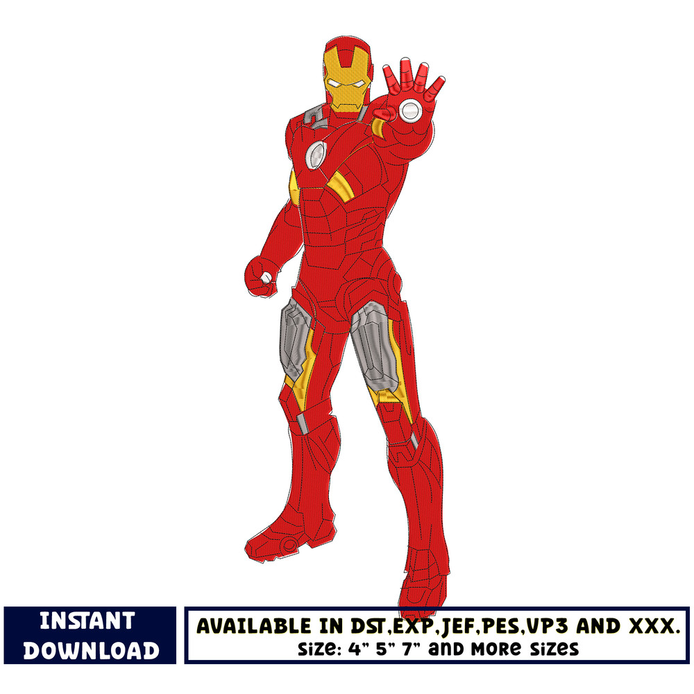 Iron man embroidery design