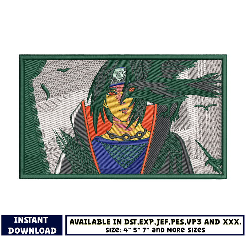 Itachi and crow embroidery design