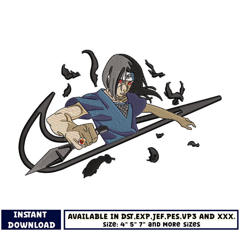 Itachi swoosh embroidery design