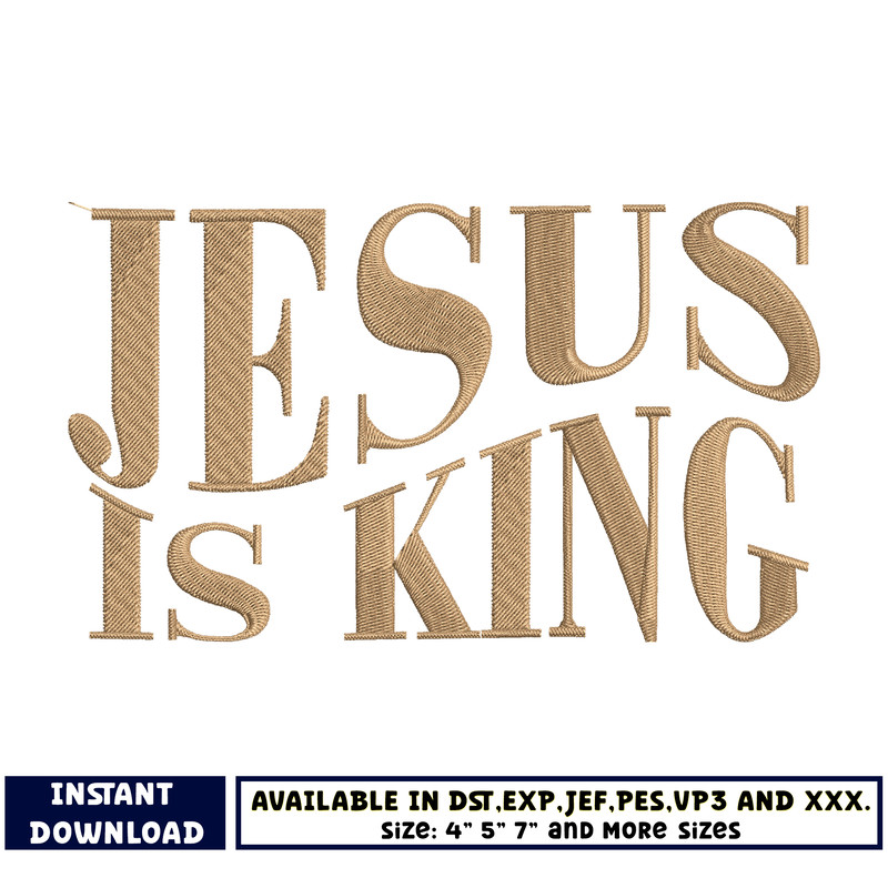Jesus is king name embroidery design