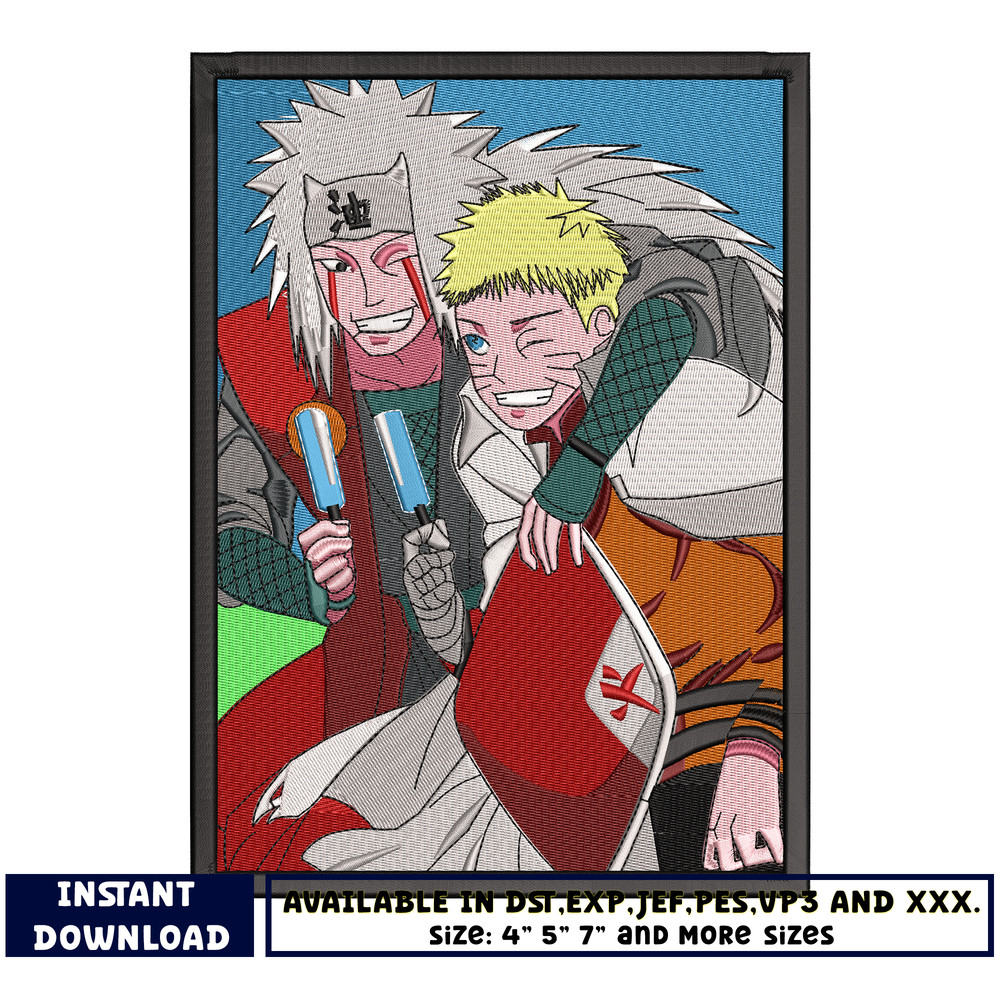 Jiraiya and naruto ice cream embroidery design
