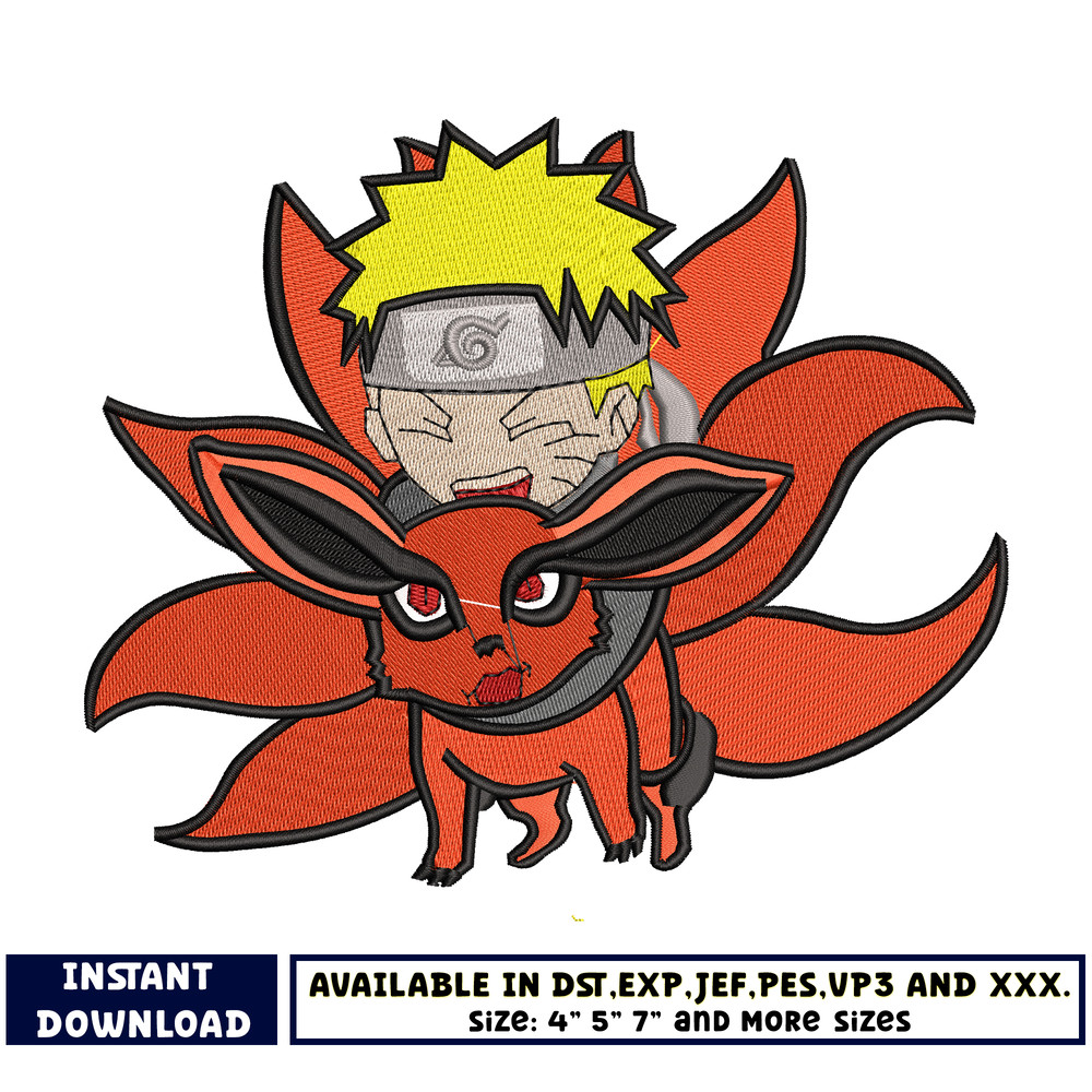 Kurama naruto chibi embroidery design
