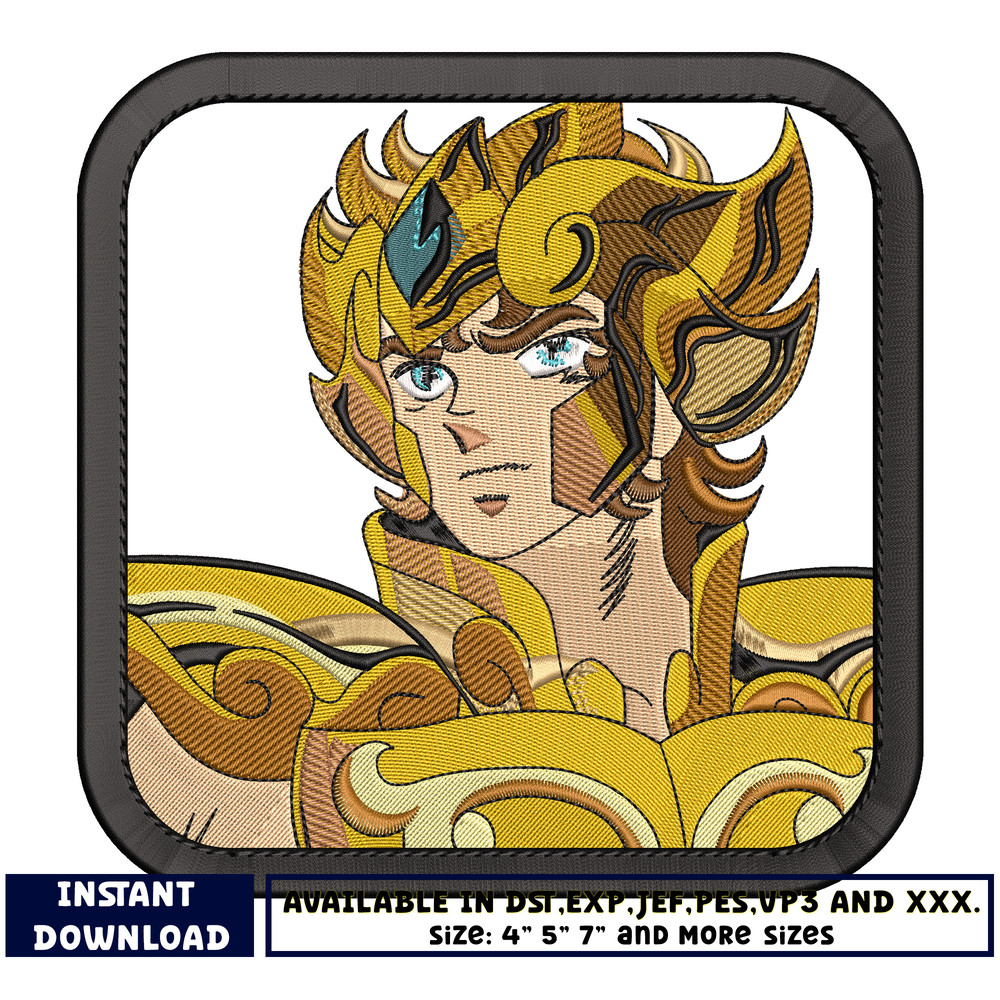 Leo Aiolia anime embroidery design