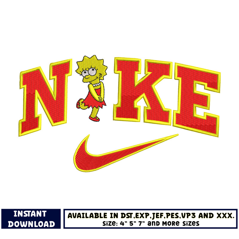 Lisa Simpson logo nike embroidery design