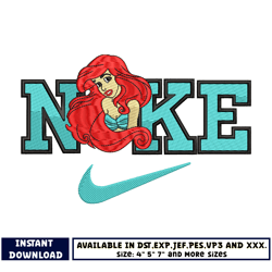 logo nike ariel princess embroidery design