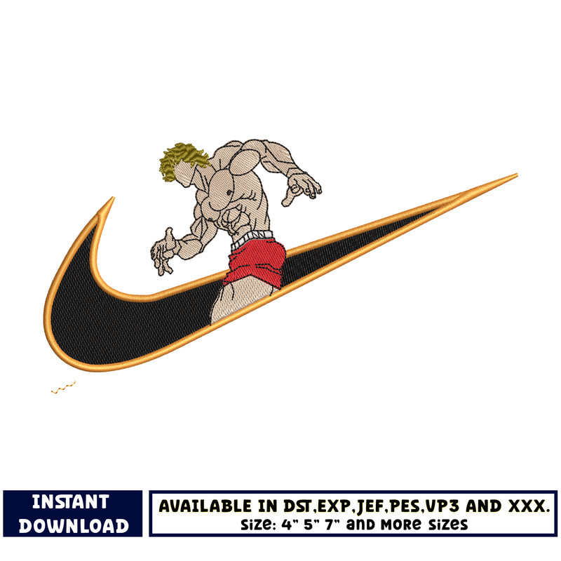 Logo nike baki body embroidery design