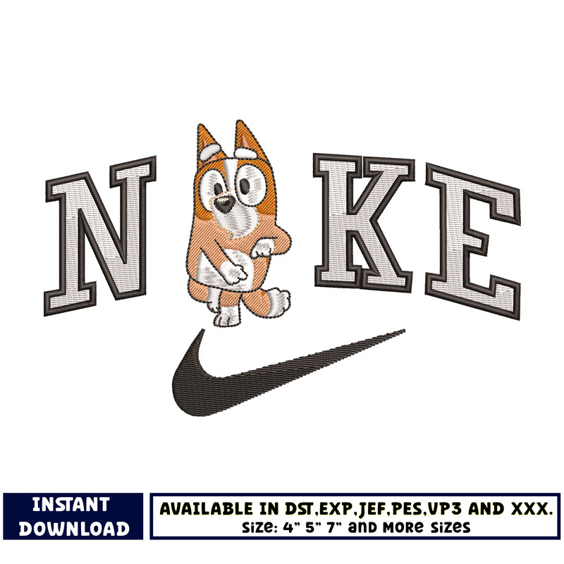 Logo nike Bingo dog embroidery design