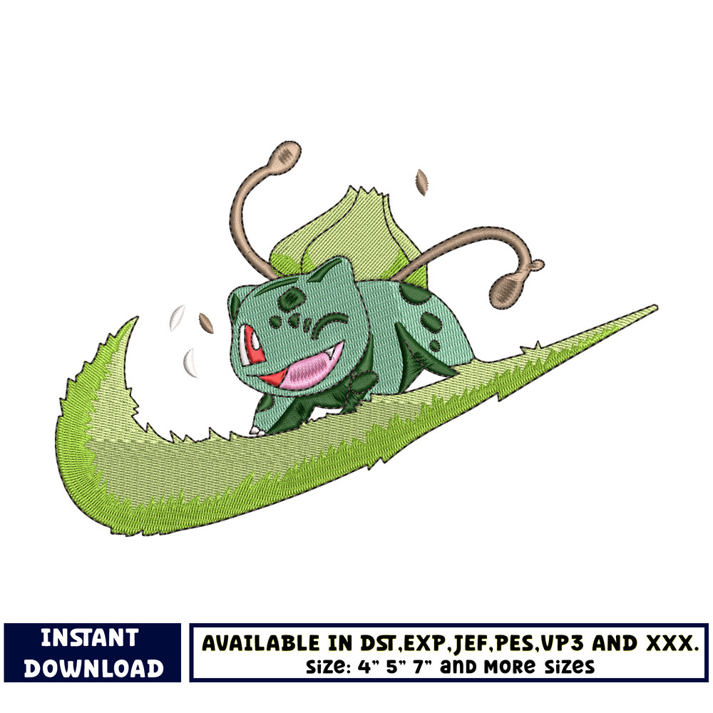 Logo nike Bulbasaur embroidery design