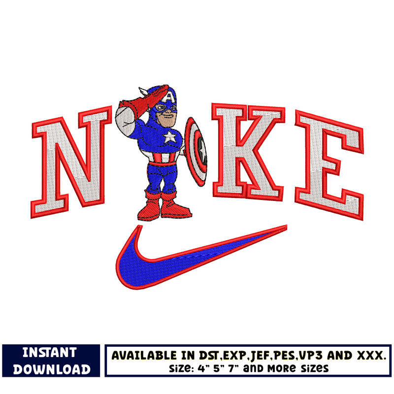 Logo nike Captain america embroidery design