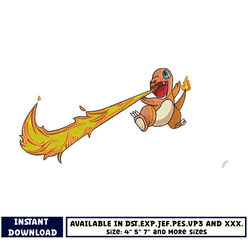 Logo Nike Charmander embroidery design