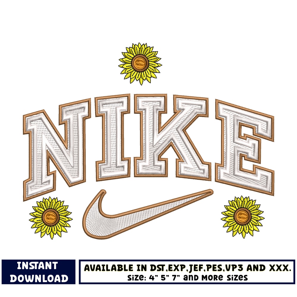 Logo nike flower embroidery design