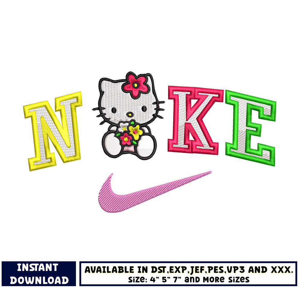 Logo Nike x hello kitty embroidery design