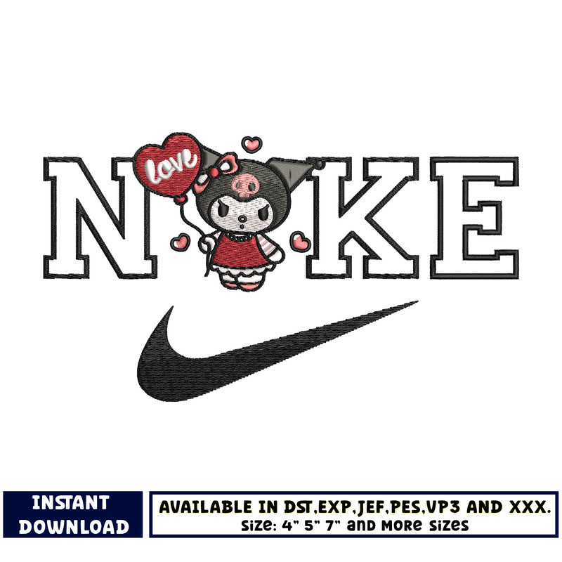Logo nike kuromi embroidery design
