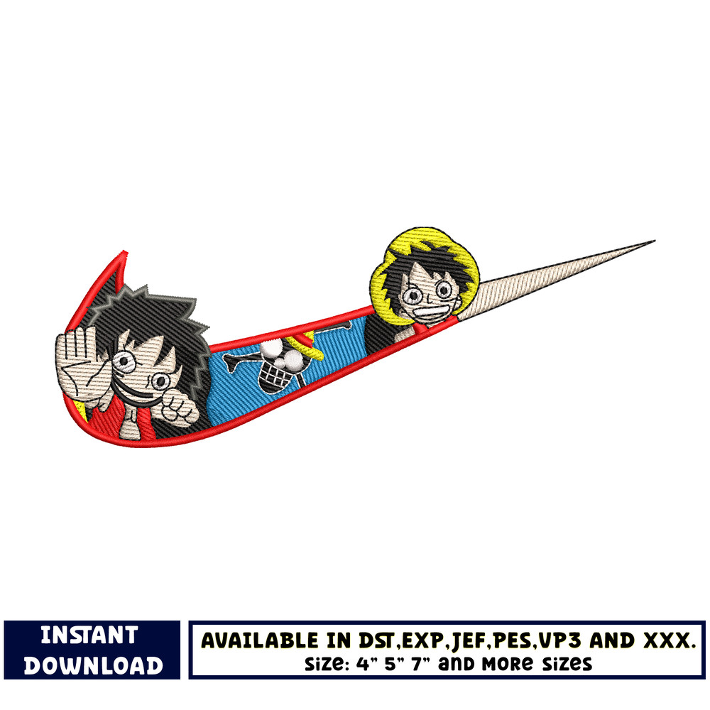 Logo Nike x Luffy embroidery design