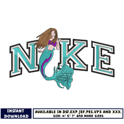 logo nike mermaid ariel embroidery design
